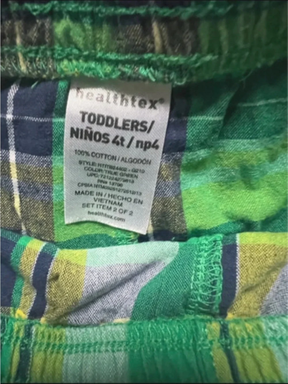 Toddler Boys’ Green Plaid Shorts — Size 4T 532
